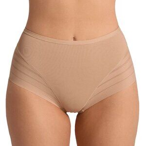 Leonisa Women's Lace Stripe Classic Shaper Panty Underwear, Golden Beige, Medium